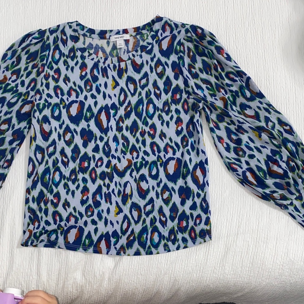 Nine West XS Women’s Multicolor Leopard Print Blouse